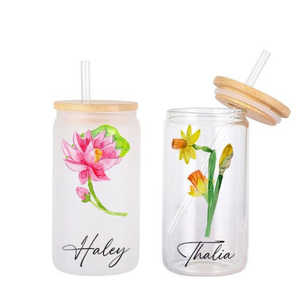 glass tumbler with straw