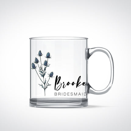 floral mugs, dishwasher safe, clear glass
