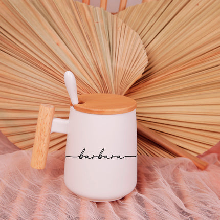 Customized Unisex Coffee Mug With Bamboo Lid & Spoon