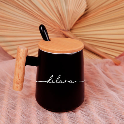 Customized Unisex Coffee Mug With Bamboo Lid & Spoon