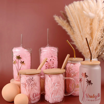 Floral Design Glass Tumbler