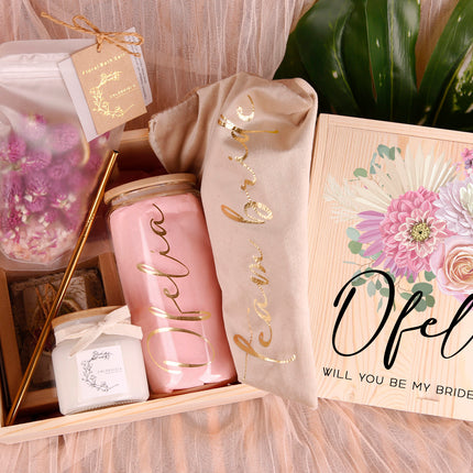 Customized floral design,  Wood Box, Sliding Wood Lid, Sliding Acrylic Lid, Bridesmaid Gifts, Maid of Honor,  bestie,