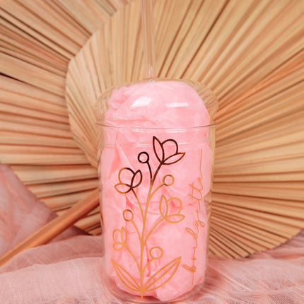 Floral Design Glass Tumbler