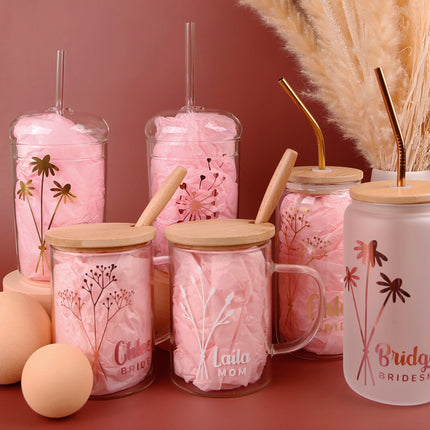 Floral Design Glass Tumbler
