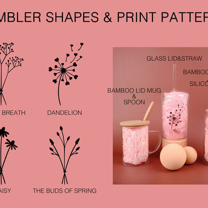 Floral Design Glass Tumbler