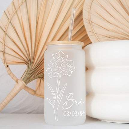 tumbler design, personalized tumbler, customize tumbler with straw, Birth Month, Glass, Iced Coffee