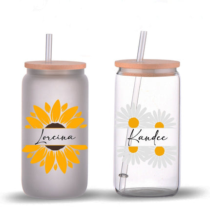 Sunflower Design Glass Tumbler