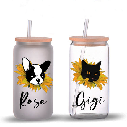 Sunflower Design Glass Tumbler