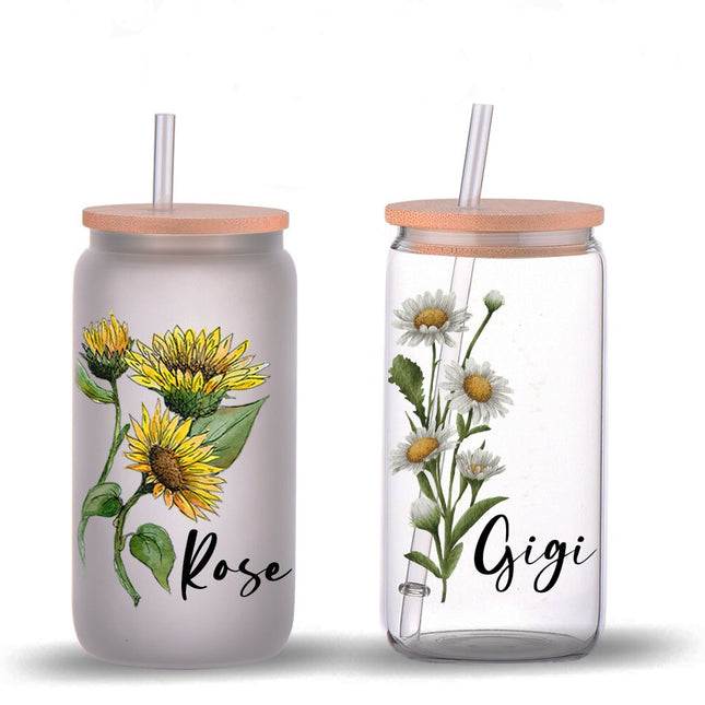 Sunflower Design, Frosted Tumbler, floral tumblers, Maid Of Honor Gift, mother's day gift, customized tumblers, bridesmaid proposal tumbler, printed floral tumblers