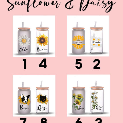 Sunflower Design Glass Tumbler